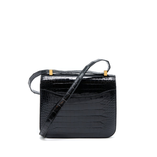 Hermes Constance 24 Shiny Alligator Leather Black GHW Stamp X