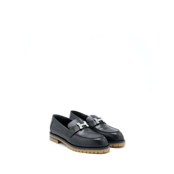 Hermes Size 38 Mocassins Faubourg Calfskin Black SHW