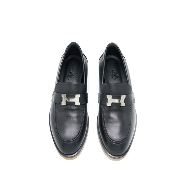 Hermes Size 38 Mocassins Faubourg Calfskin Black SHW