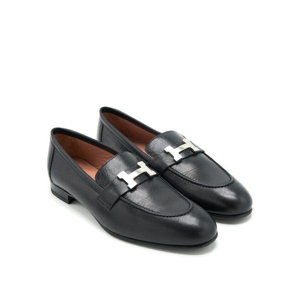 Hermes size 37 Black Paris Fitted Loafer SHW