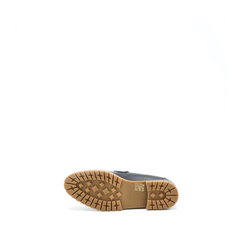 Hermes Size 38 Mocassins Faubourg Calfskin Black SHW