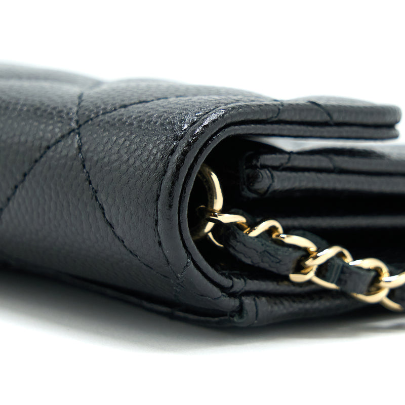 Chanel Card Holder On Chain Caviar Black LGHW
