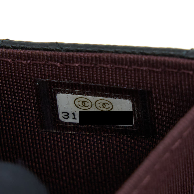 Chanel Card Holder On Chain Caviar Black LGHW