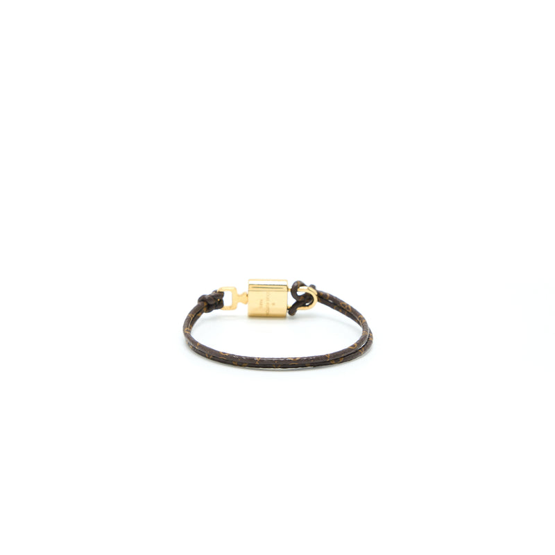 Louis Vuitton Bracelet Monogram Leather Padlock Gold Hardware LV Logo Dark  Brown