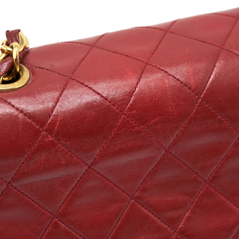 Chanel Vintage Maxi Flap Bag Lambskin Red GHW