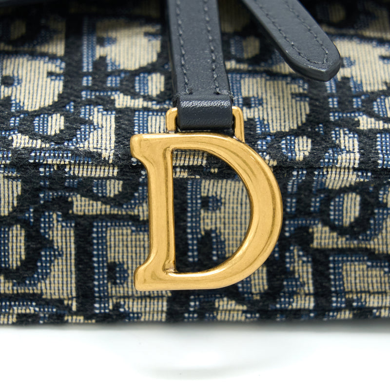 Dior Saddle Belt Pouch Oblique Blue GHW