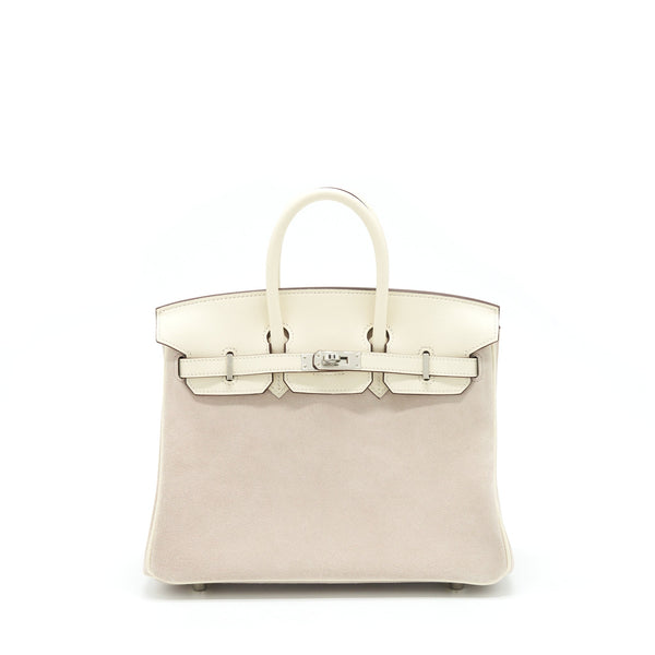 Hermes Birkin 25 Grizzly And Swift Nata/Glycine SHW Stamp U