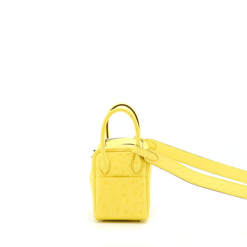 Hermes Mini Lindy Ostrich Jaune Citron SHW Stamp Y