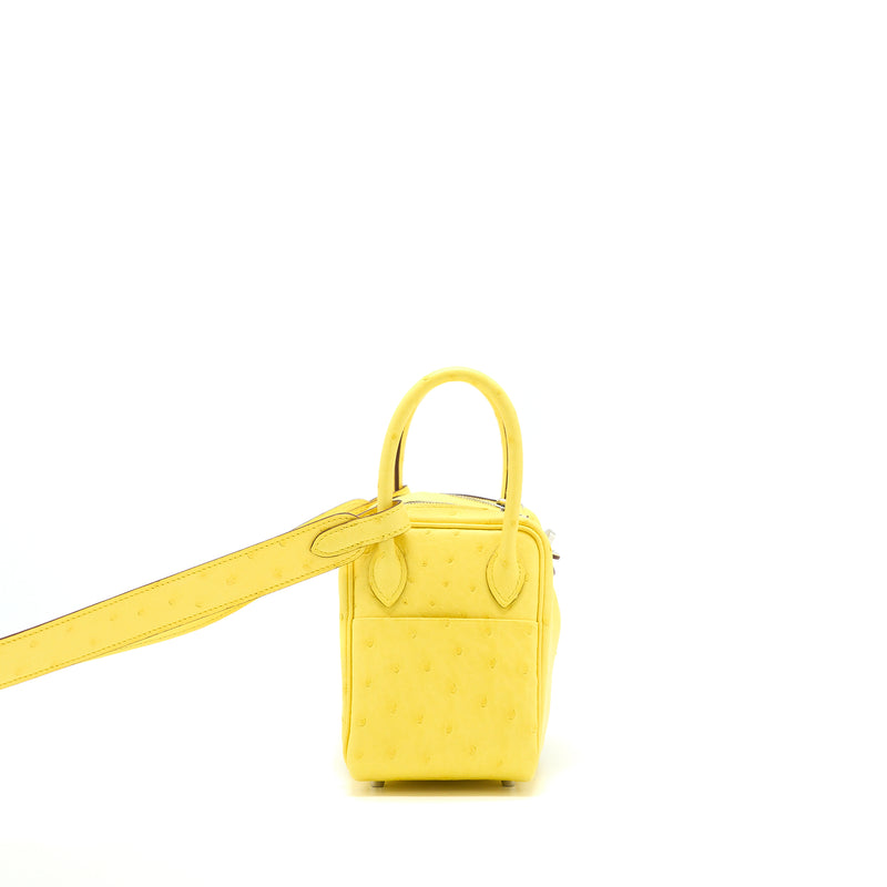 Hermes Mini Lindy Ostrich Jaune Citron SHW Stamp Y
