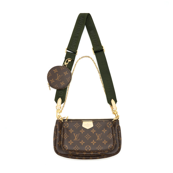 Louis Vuitton multi Pochette accessories monogram Canvas with khaki strap