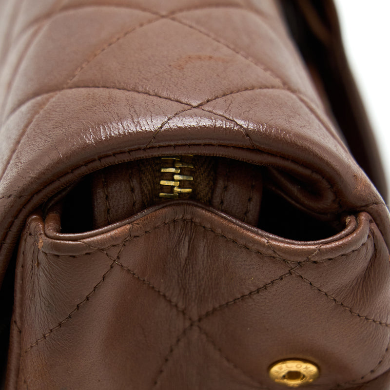 Chanel Vintage Classic Timeless Backpack Lambskin Brown GHW