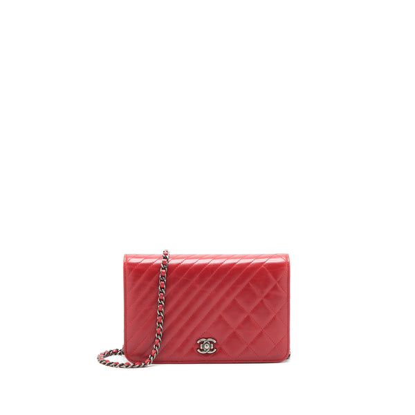 Chanel Wallet On Chain Red Calfskin Ruthenium Hardware