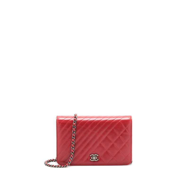 Chanel Wallet On Chain Red Calfskin Ruthenium Hardware