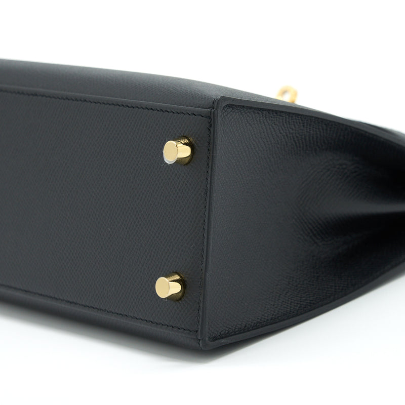 Hermes Kelly 25 Epsom Black GHW Stamp D
