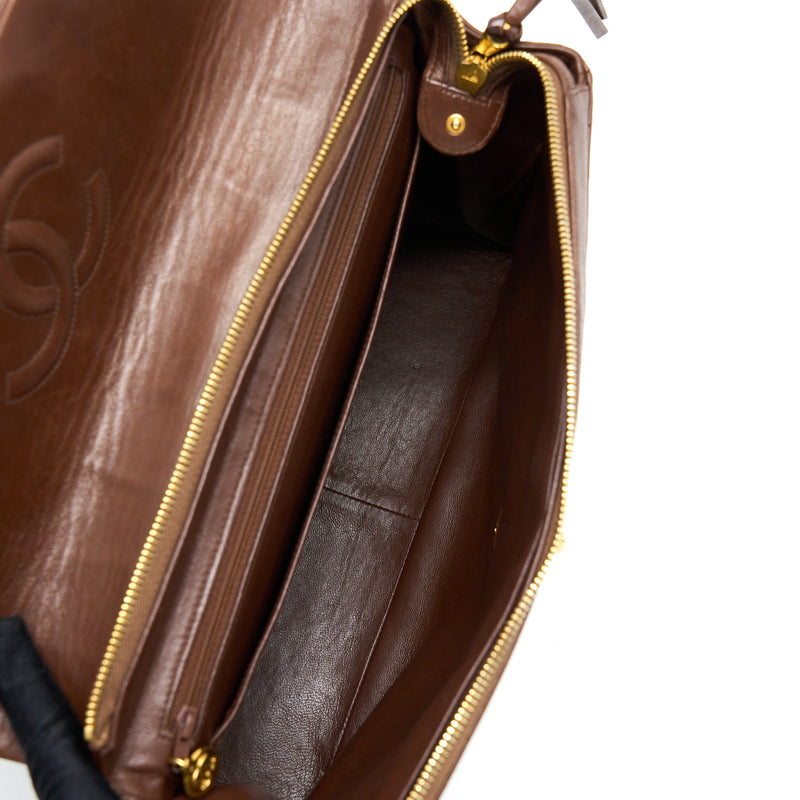 Chanel Vintage Classic Timeless Backpack Lambskin Brown GHW