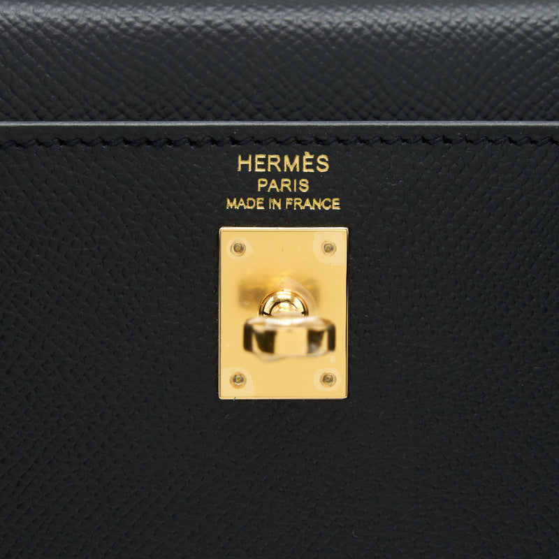 Hermes Kelly 25 Epsom Black GHW Stamp D