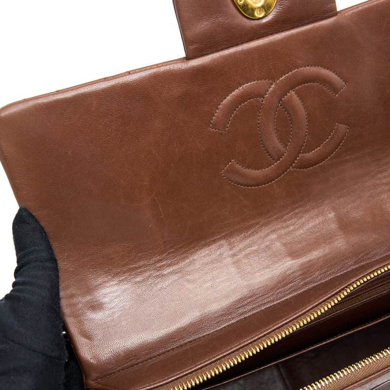 Chanel Vintage Classic Timeless Backpack Lambskin Brown GHW
