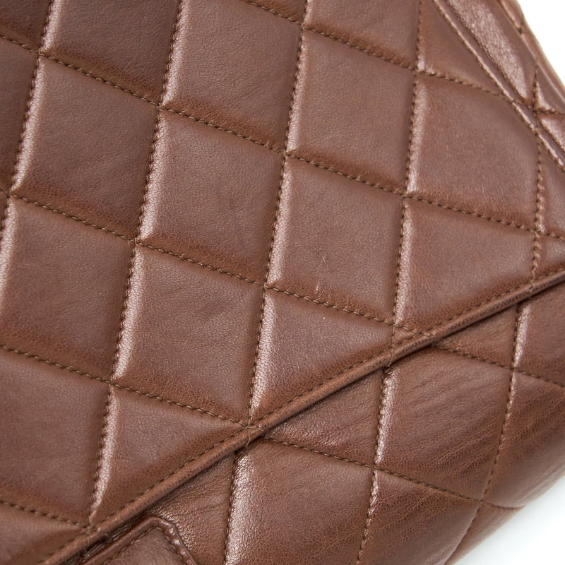 Chanel Vintage Classic Timeless Backpack Lambskin Brown GHW