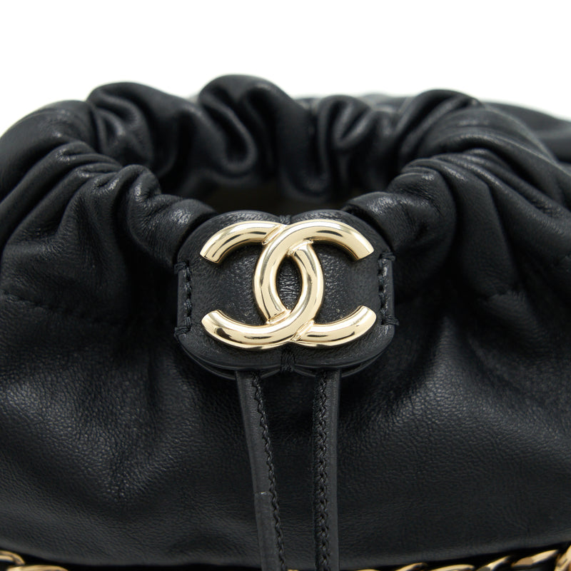 Chanel 21C Bucket Chains Lambskin Black LGHW