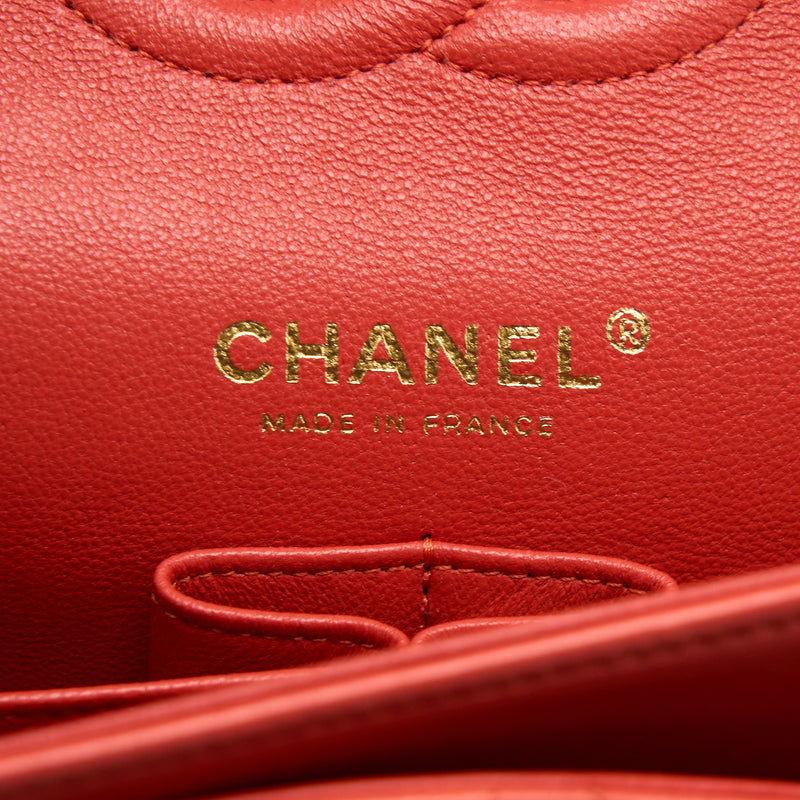 Chanel Medium Classic Double Flap Bag Lambskin Coral Brushed GHW