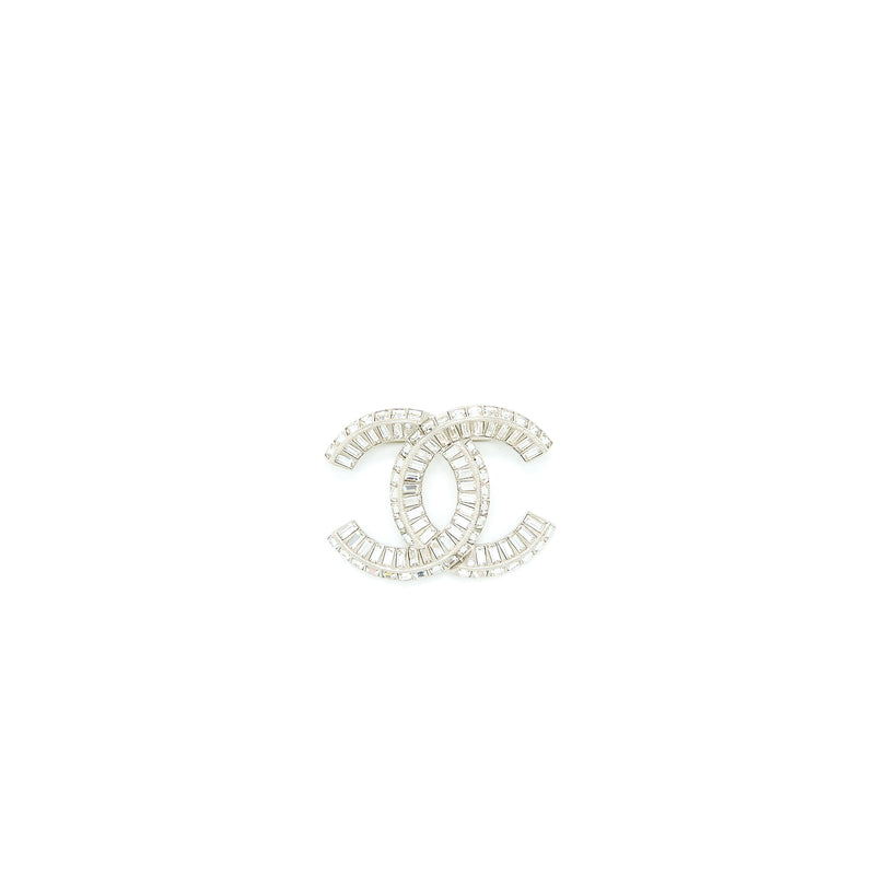 Chanel CC Logo Brooch Metal/Strass Silver Tone
