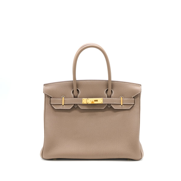 Hermes Birkin 30 Special Order Togo Etoupe/ Rose Azalee Brush Gold Hardware Stamp C