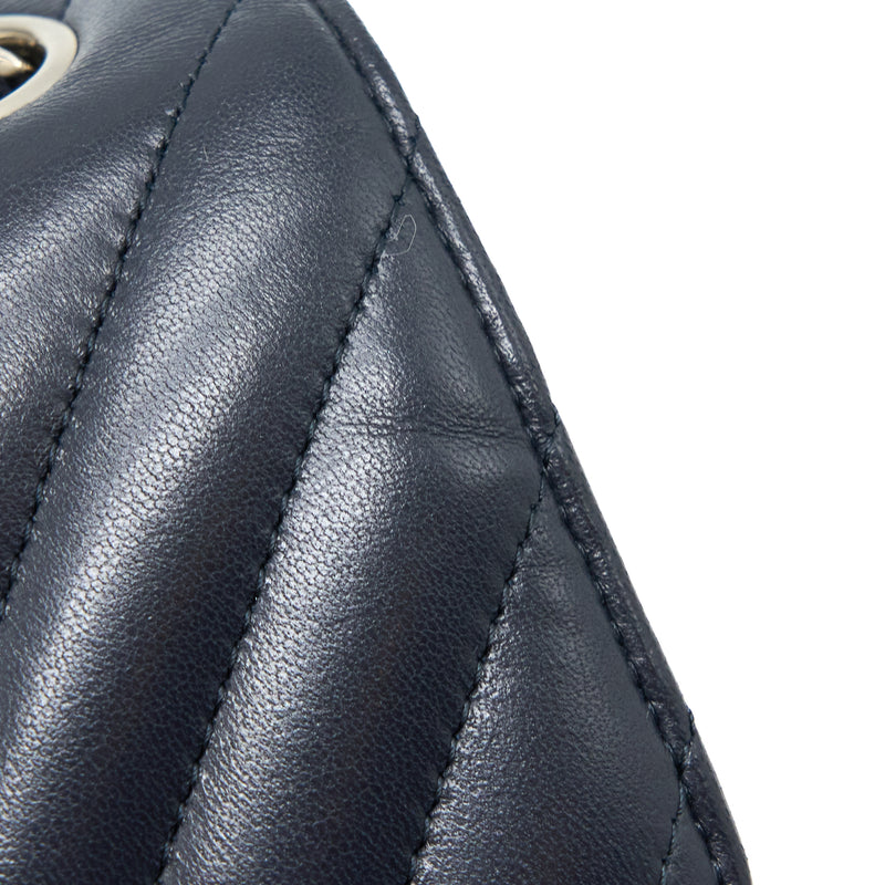 Chanel Mini Rectangular Flap Bag Chevron Lambskin Navy SHW