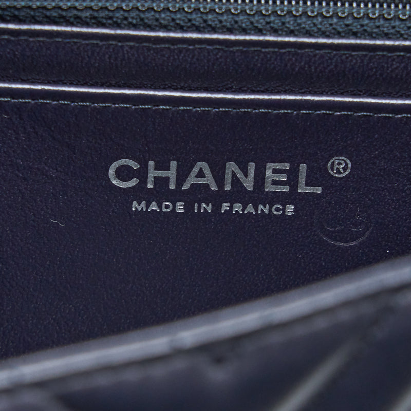 Chanel Mini Rectangular Flap Bag Chevron Lambskin Navy SHW