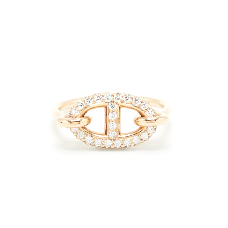 Hermes Size 51 New Farandole Ring Rose Gold With Diamonds