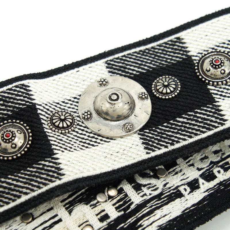 Dior Shoulder strap Black/ White with Metal Medallions