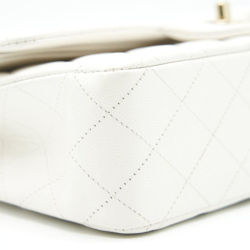 Chanel Medium Classic Double flap Bag Caviar White with LGHW