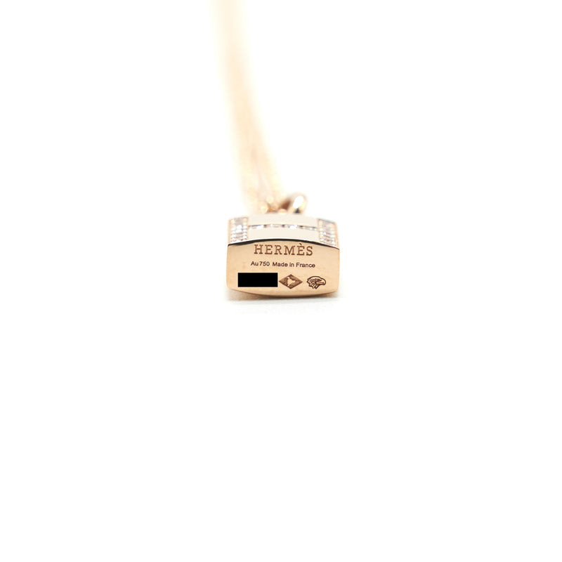 Hermes Amulettes Cadenas Pendant Rose gold with dimonds