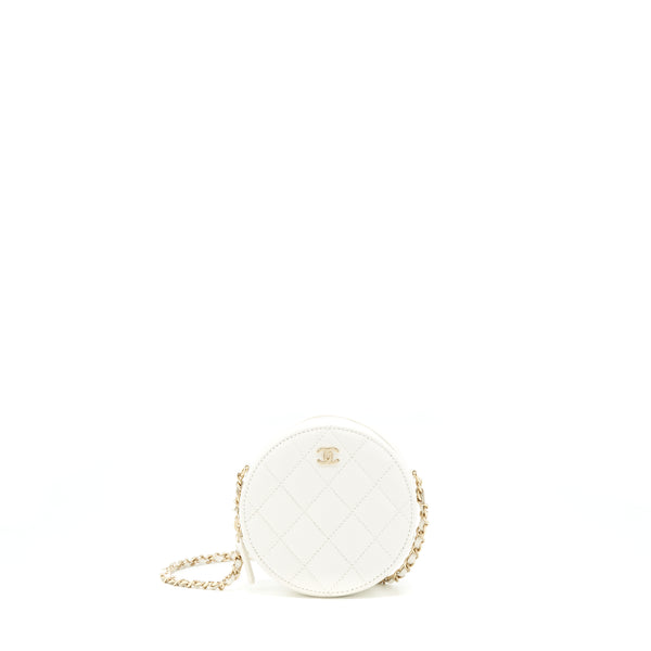 Chanel Round mini Bag Caviar white LGHW