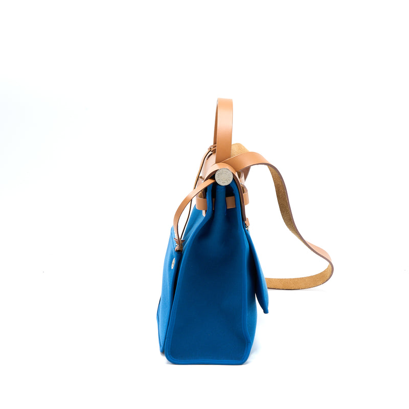 Hermes Herbag Zip 31 Bag Canvas Blue SHW Stamp X