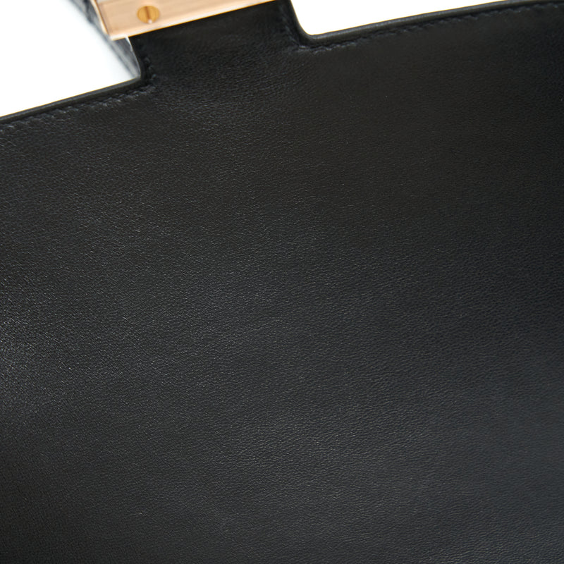 Hermes Mini Constance Alligator Mississipplensis Black RGHW Stamp A