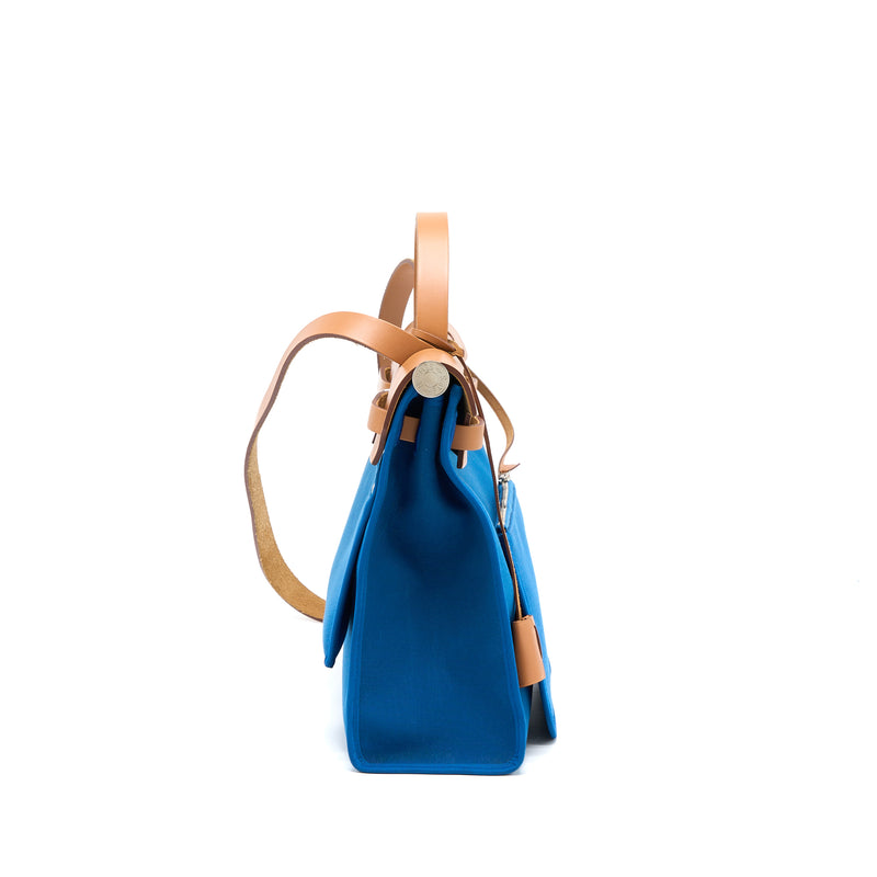 Hermes Herbag Zip 31 Bag Canvas Blue SHW Stamp X