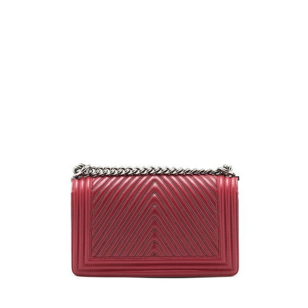 Chanel Medium Chevron Boy Chanel Bag Limited Edition dark red SHW