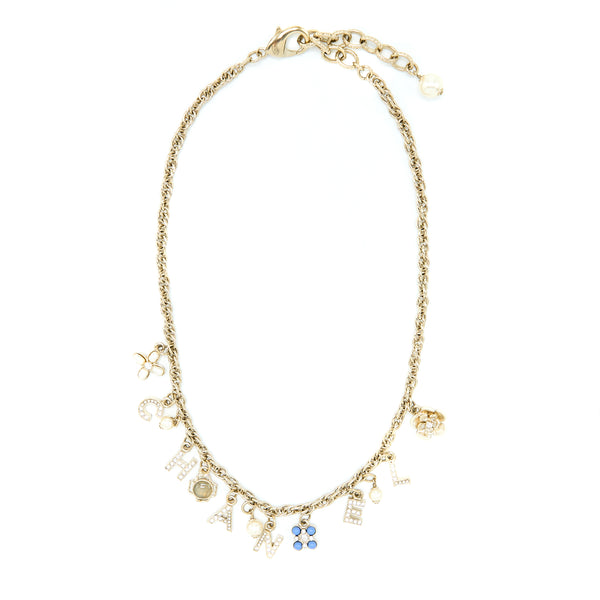 Chanel 2019 Cruise Choker In Letters And Flowers Crystal Pearl
