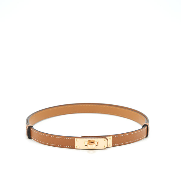 Hermes Kelly 18 Classic Belt Epsom Gold GHW Stamp Z