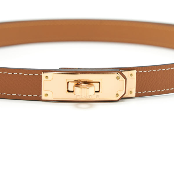 Hermes Kelly 18 Classic Belt Epsom Gold GHW Stamp Z