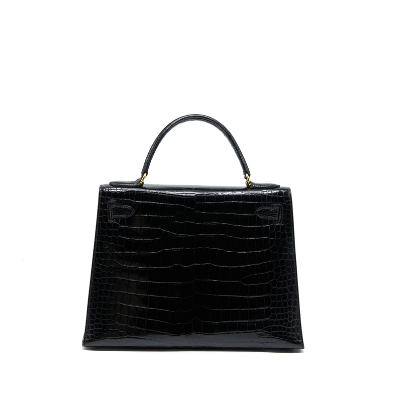 Hermes Vintage Kelly 28 Alligator Black GHW Stamp Circle L