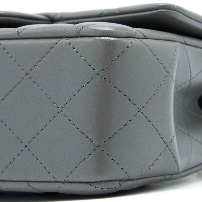 Chanel Top Handle Mini Rectangular Flap Bag Lambskin Grey LGHW (Microchip)