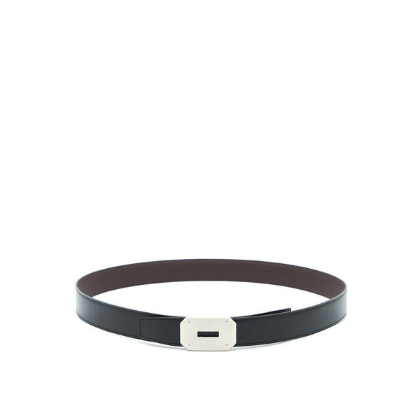Hermes Size 105 Men’s Double Sided 32MM Leather Belt with Limited Buckle Box/Togo Black/Chocolate SHW Stamp U