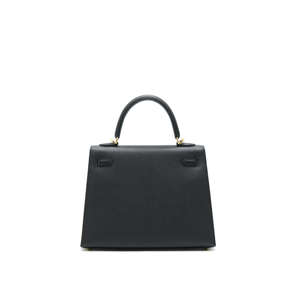 Hermes Kelly Sellier 25 Epsom Black GHW Stamp Y