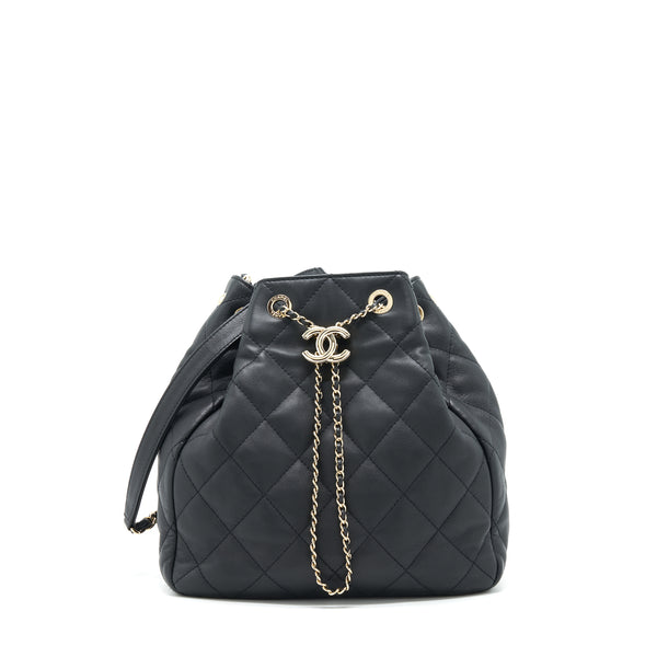 Chanel bucket bag quilted lambskin black LGHW