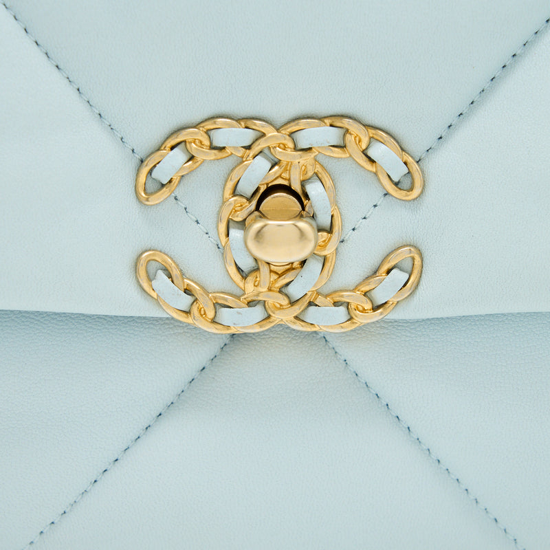 Chanel Small 19 Bag Lambskin Light Blue Multicolour Hardware (Microchip)