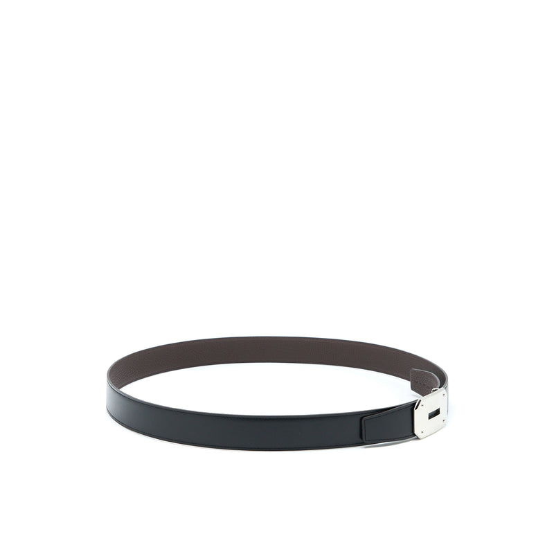 Hermes Size 105 Men’s Double Sided 32MM Leather Belt with Limited Buckle Box/Togo Black/Chocolate SHW Stamp U