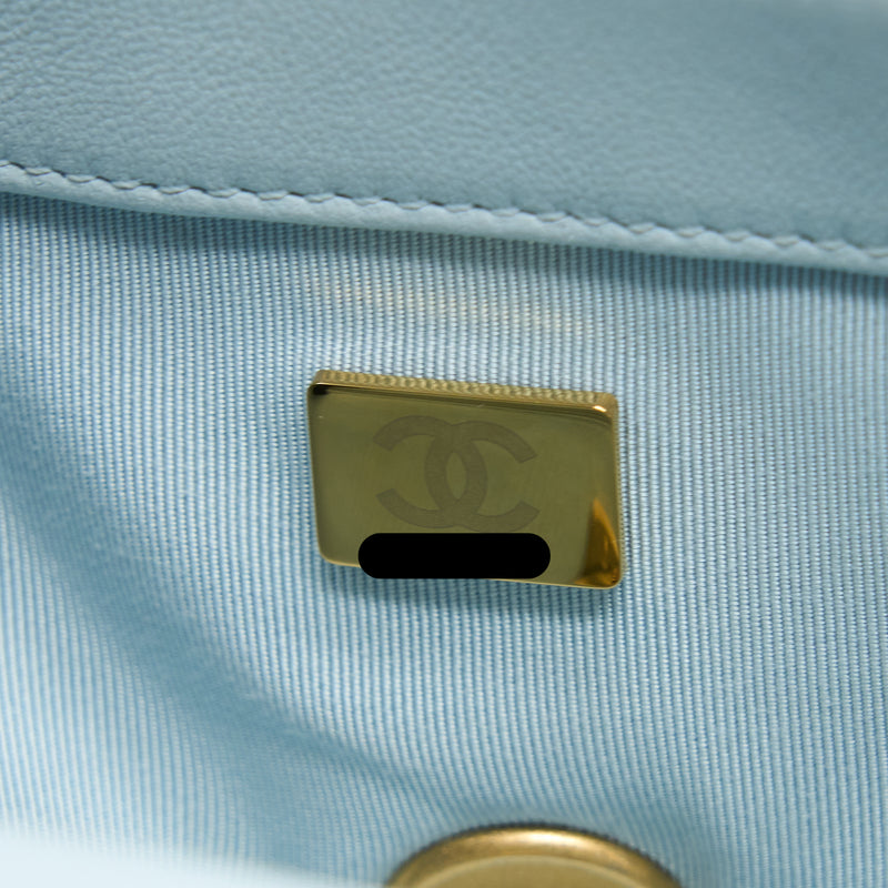 Chanel Small 19 Bag Lambskin Light Blue Multicolour Hardware (Microchip)