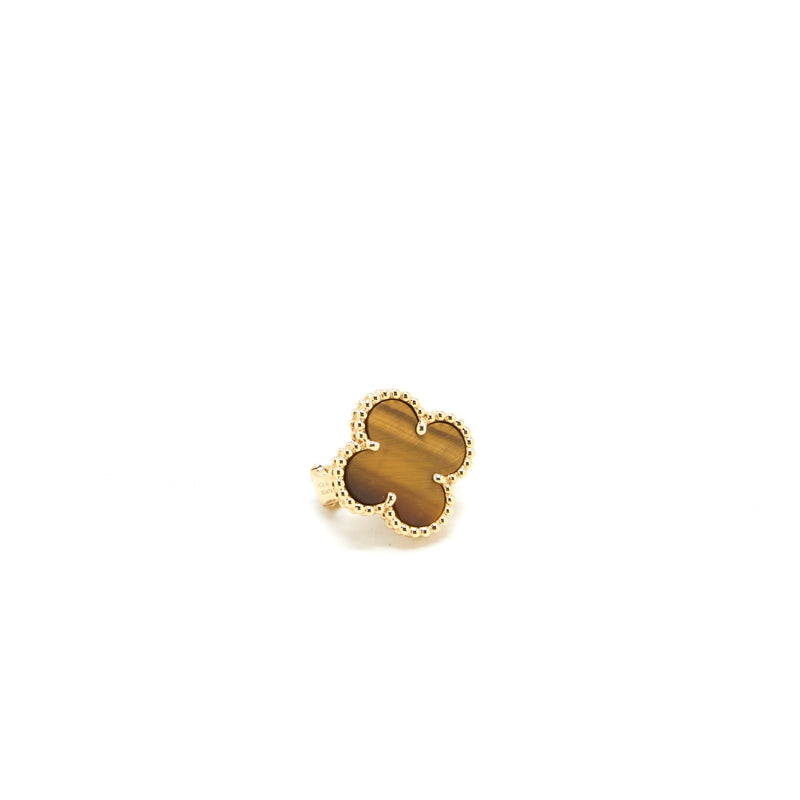 Van Cleef & Arpels Vintage Alhambra Earrings Tiger Eye Yellow Gold