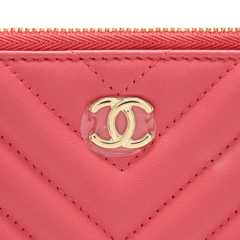 Chanel Chevron Clutch Lambskin Pink LGHW